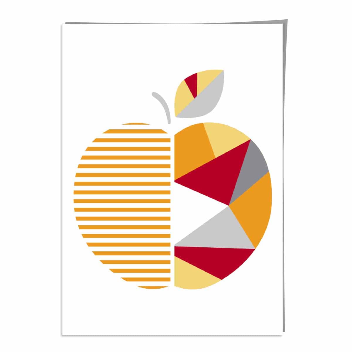 Geometric Fruit Poster of Apple in Red Yellow Orange