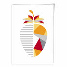 Geometric Fruit Poster of Strawberry in Red Yellow Orange