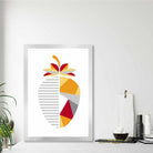 Geometric Fruit Poster of Strawberry in Red Yellow Orange