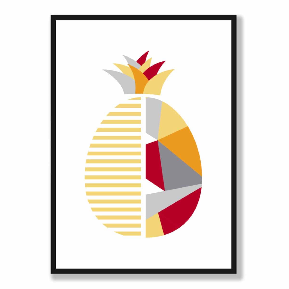 Geometric Fruit Poster of Pineapple in Red Yellow Orange