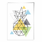 Geometric Fruit Line art Poster of Pineapple in Yellow Blue Green