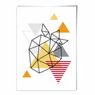 Geometric Fruit Line art Poster of Strawberry in Orange Red Yellow