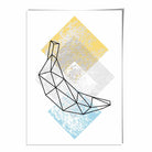 Geometric Fruit Line art Poster of Banana Textured Yellow Grey Blue