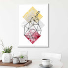 Geometric Fruit Line art Poster of Pear Textured Yellow Grey Red