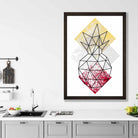 Geometric Fruit Line art Poster of Pineapple Textured Yellow Grey Red