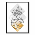 Geometric Fruit Line art Poster of Pineapple in Orange and Grey