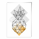 Geometric Fruit Line art Poster of Pineapple in Orange and Grey