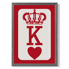 King of Hearts print in Dark Grey Wooden Frame