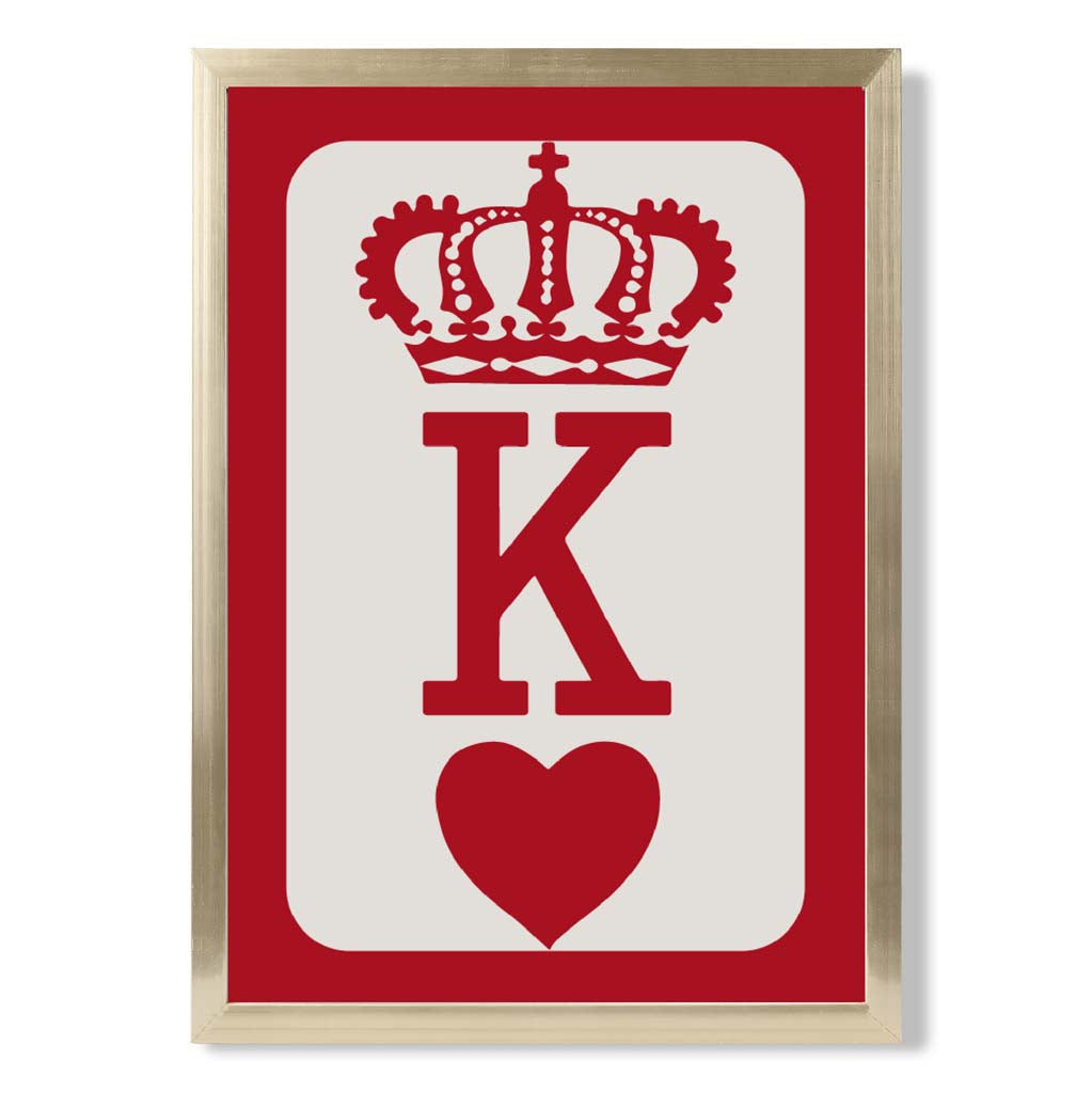 King of Hearts print in Gold Wooden Frame