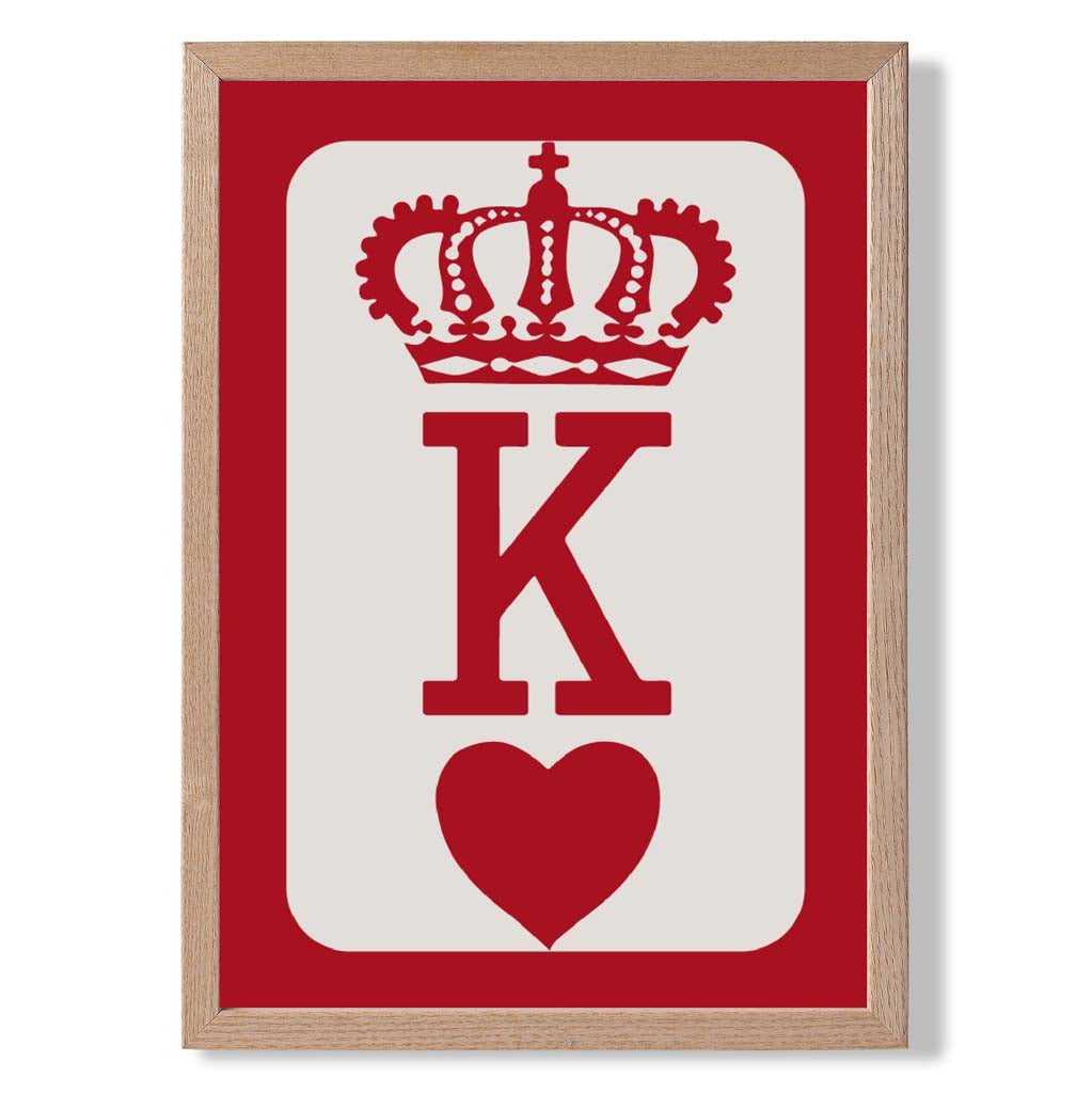 King of Hearts print in Light Oak Wooden Frame