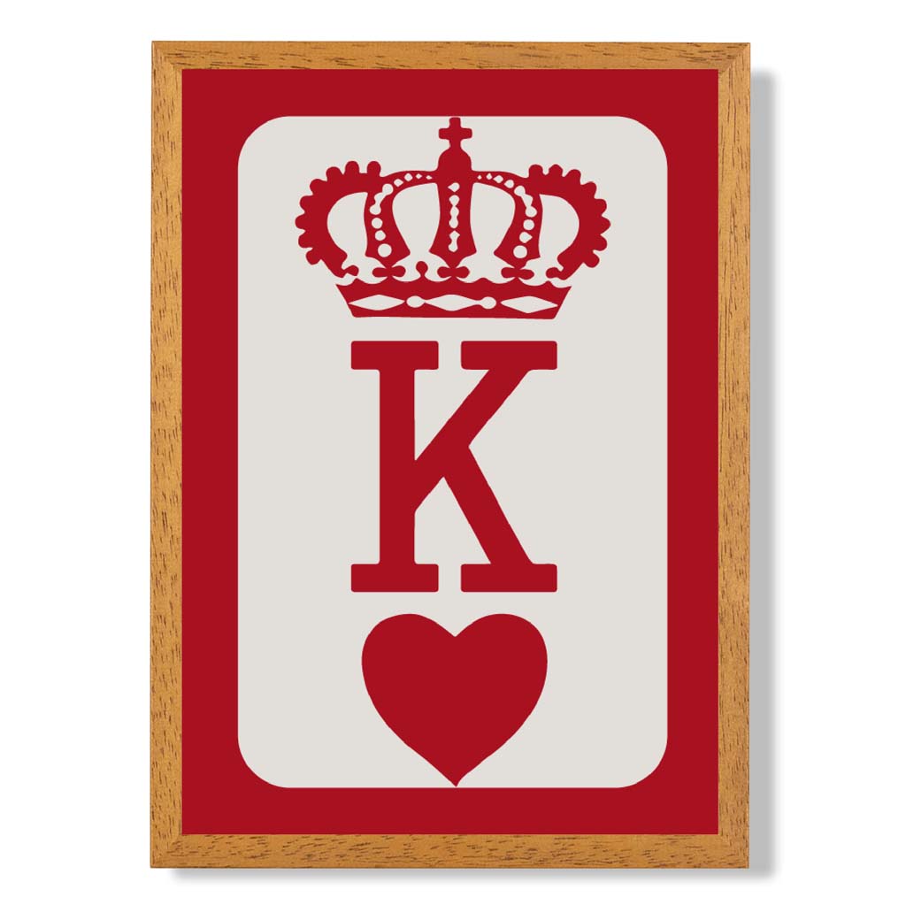 King of Hearts print in Oak Wooden Frame