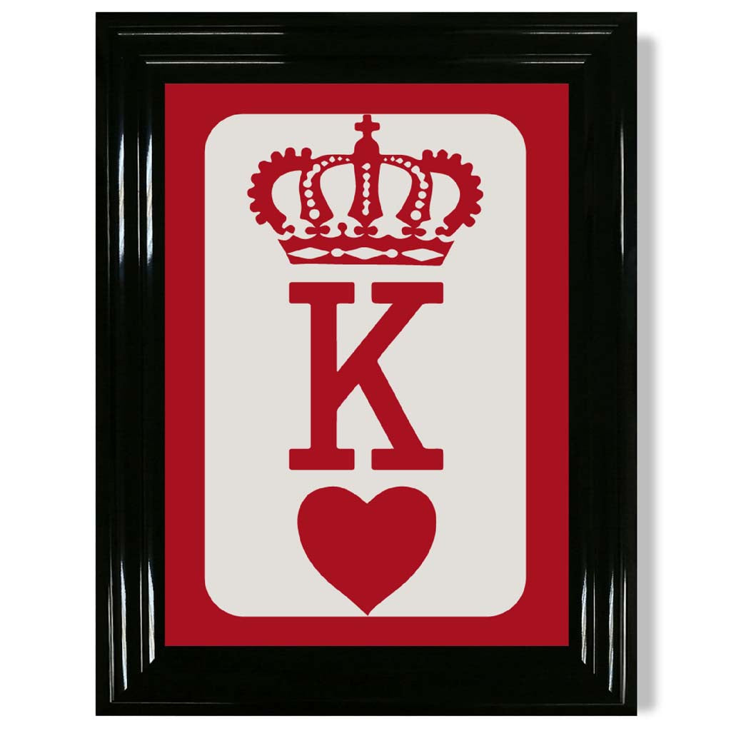 King of Hearts print in Black Glossy Frame