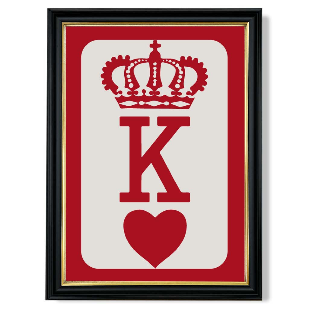 King of Hearts print in Black and Gold Frame