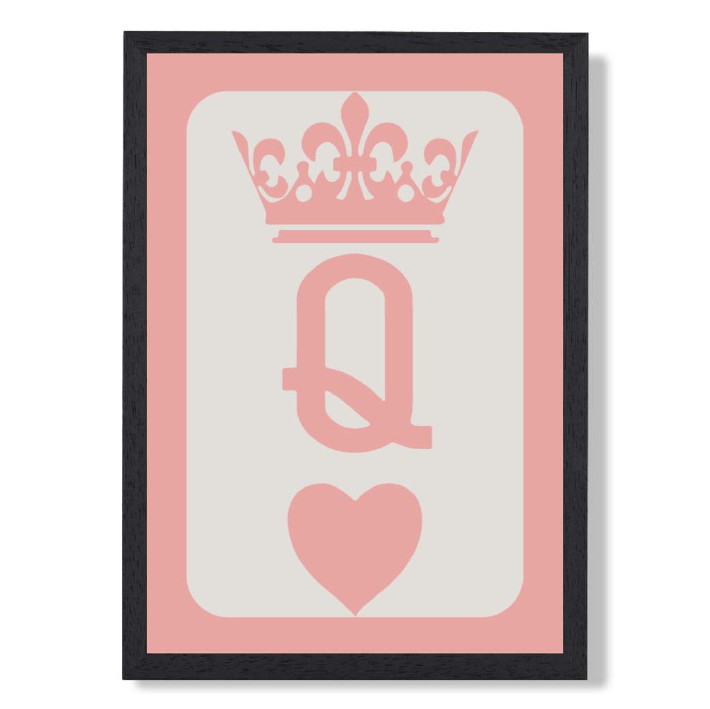 Queen of Hearts print in Black Wooden Frame