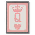 Queen of Hearts print in Dark Grey Wooden Frame