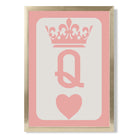 Queen of Hearts print in Gold Wooden Frame