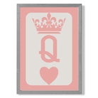 Queen of Hearts print in Light Grey Wooden Frame