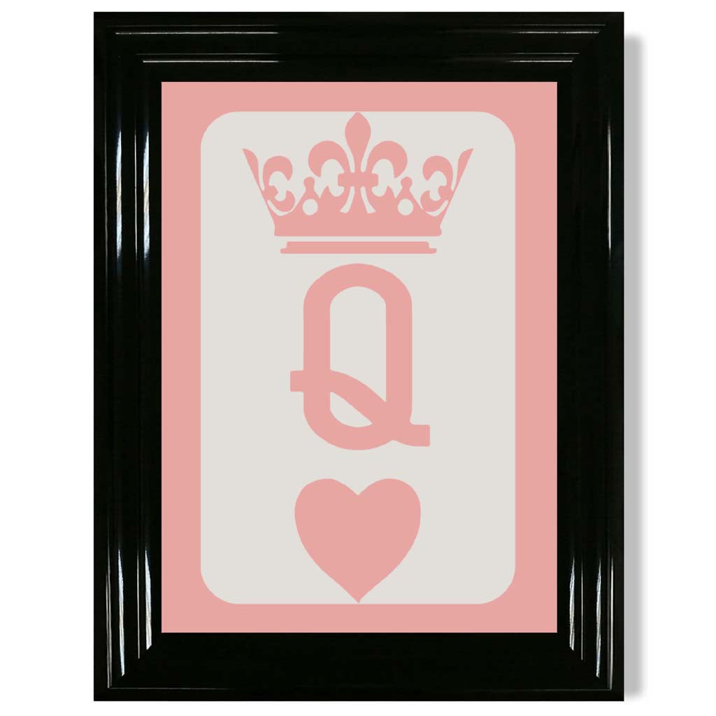 Queen of Hearts print in Black Glossy Frame