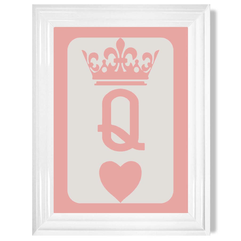 Queen of Hearts print in White Glossy Frame