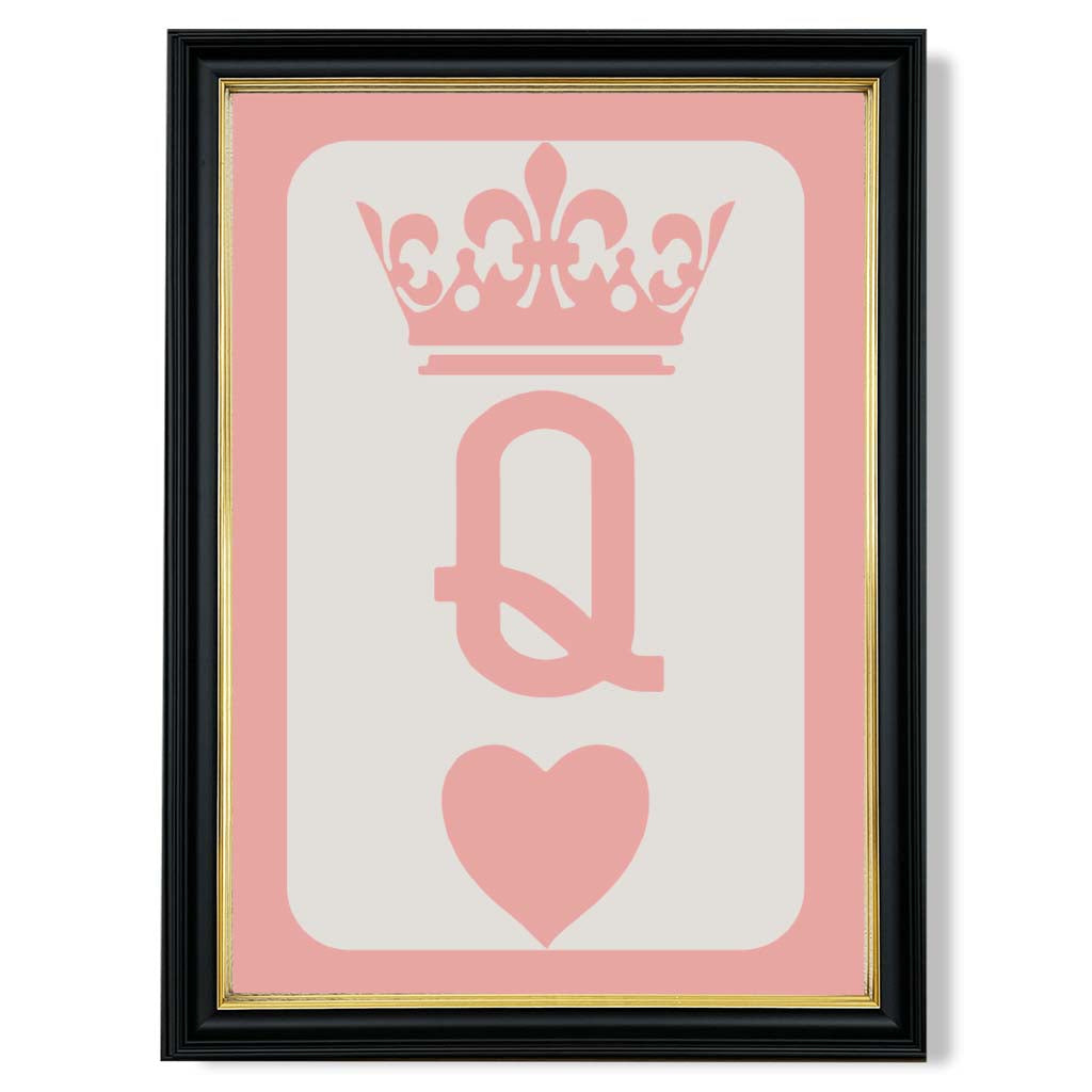 Queen of Hearts print in Black and Gold Frame