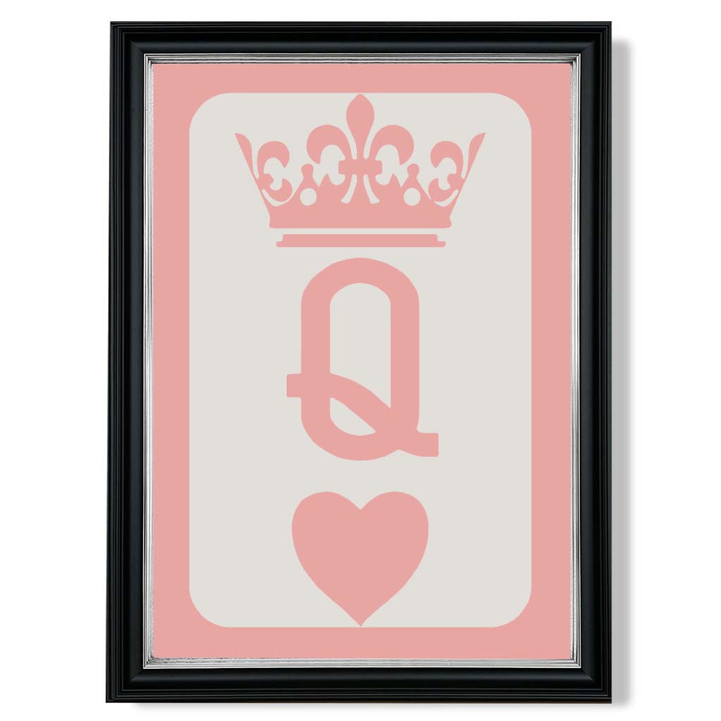 Queen of Hearts print in Black and silver Frame