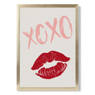 XOXO Lips print in Gold Wooden Frame