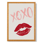 XOXO Lips print in Oak Wooden Frame