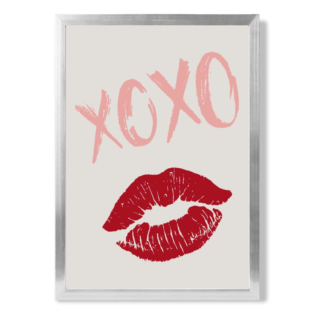 XOXO Lips print in Silver Wooden Frame