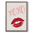 XOXO Lips print in Walnut Wooden Frame