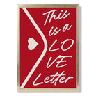 Love Letter print in Gold Wooden Frame