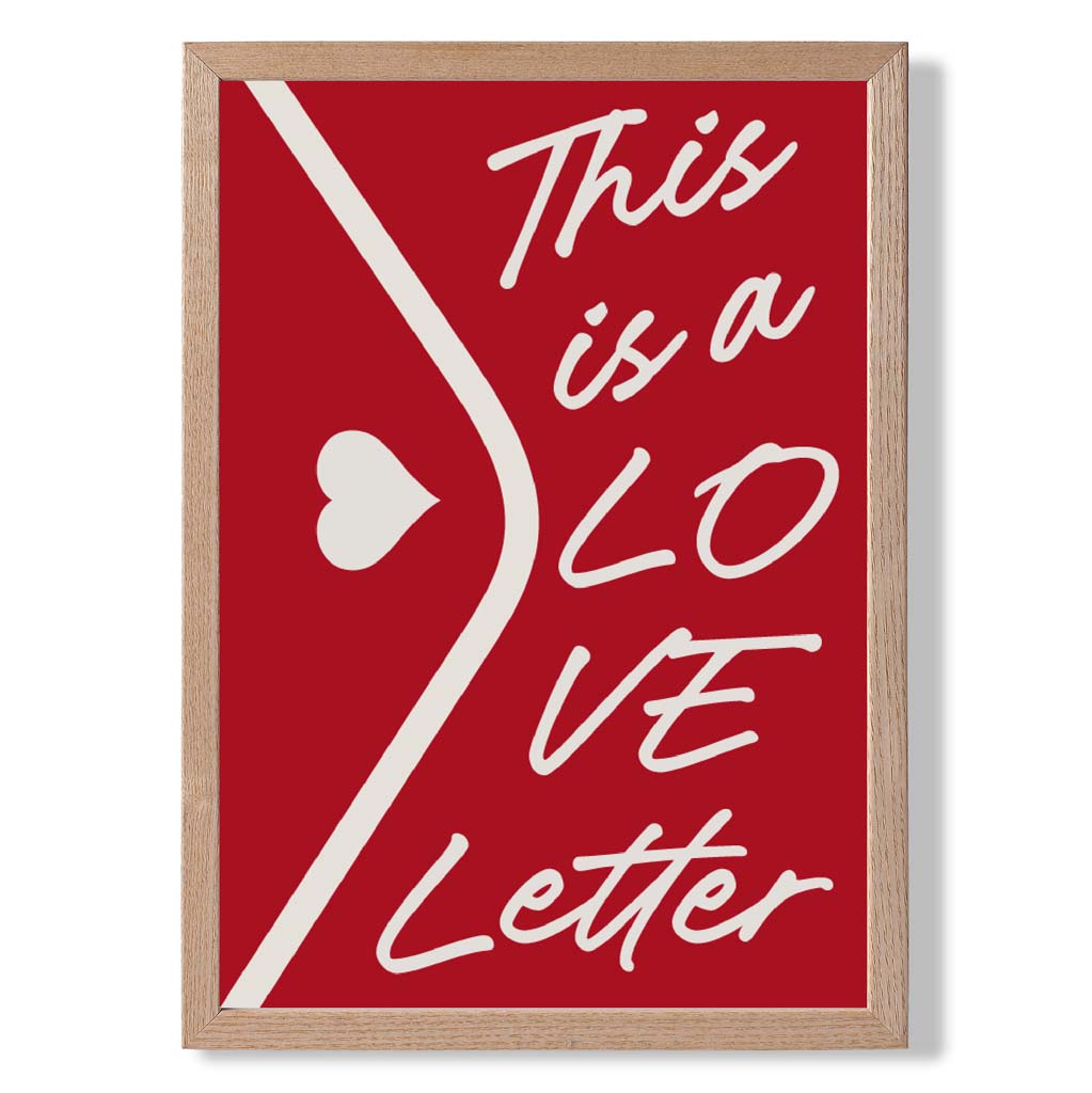 Love Letter print in Light Oak Wooden Frame