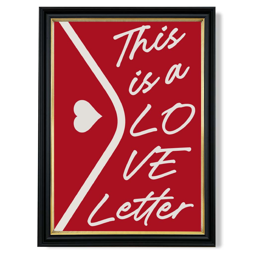 Love Letter print in Black and Gold Frame