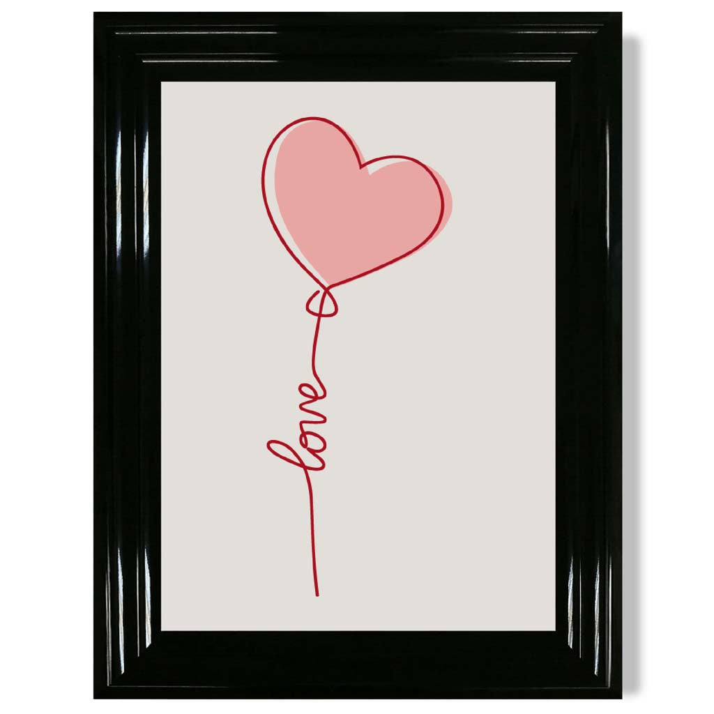 Love Heart String print in Black Glossy Frame