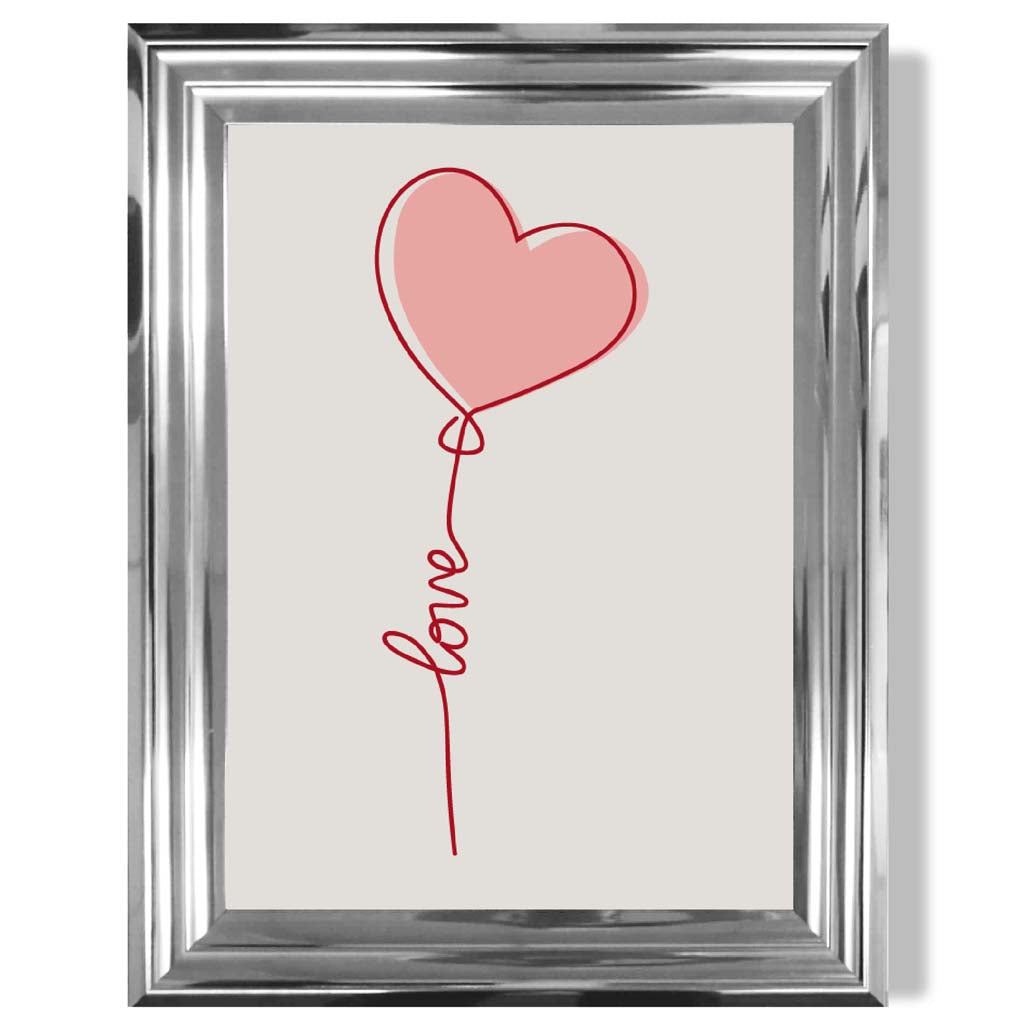 Love Heart String print in Chrome Glossy Frame