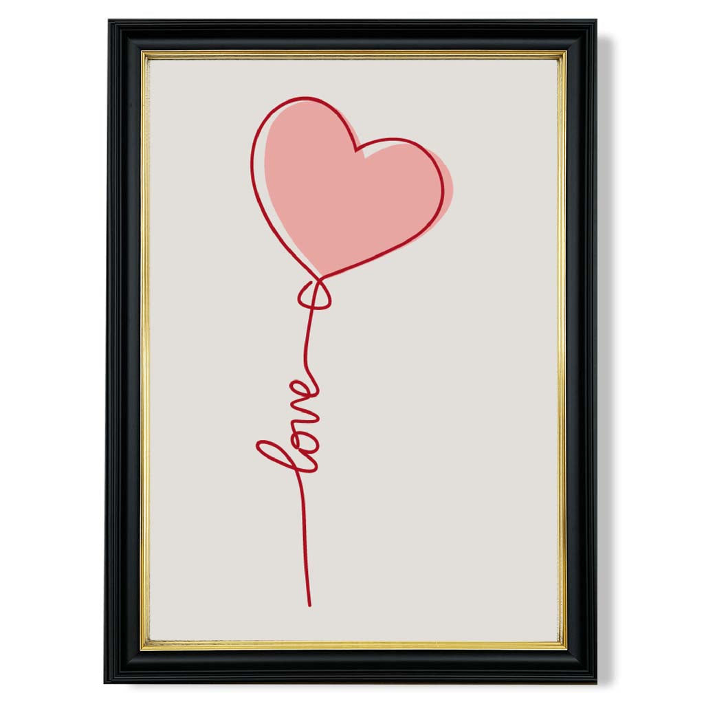 Love Heart String print in Black and Gold Frame