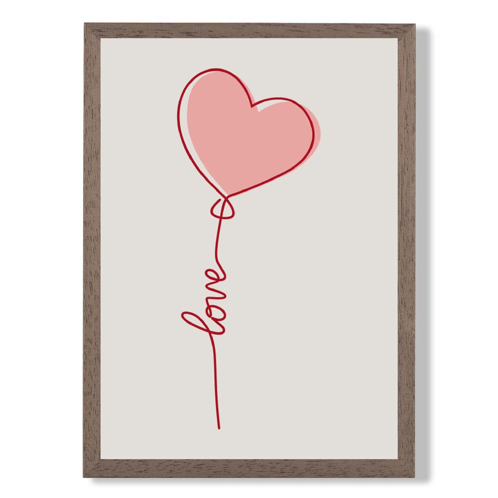 Love Heart String print in Walnut Wooden Frame