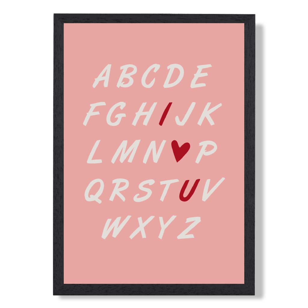 I Love You Alphabet  print in Black Wooden Frame