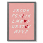 I Love You Alphabet  print in Dark Grey Wooden Frame