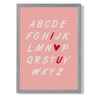 I Love You Alphabet  print in Light Grey Wooden Frame