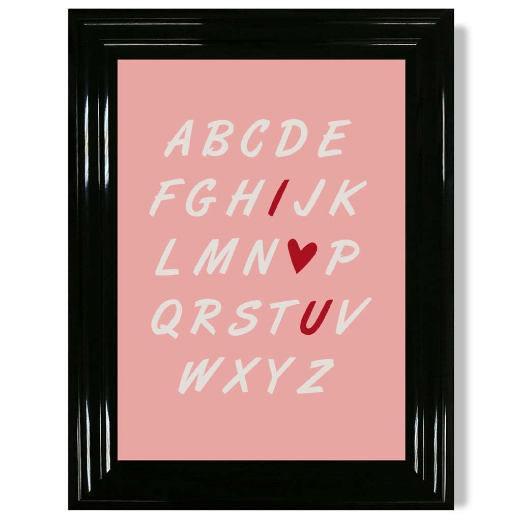 I Love You Alphabet  print in Black Glossy Frame