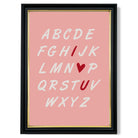 I Love You Alphabet  print in Black and Gold Frame