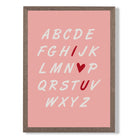 I Love You Alphabet  print in Walnut Wooden Frame