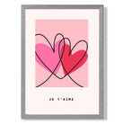 Je Taime Sketch Hearts print in Light Grey Wooden Frame