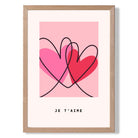 Je Taime Sketch Hearts print in Light Oak Wooden Frame