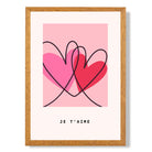 Je Taime Sketch Hearts print in Oak Wooden Frame