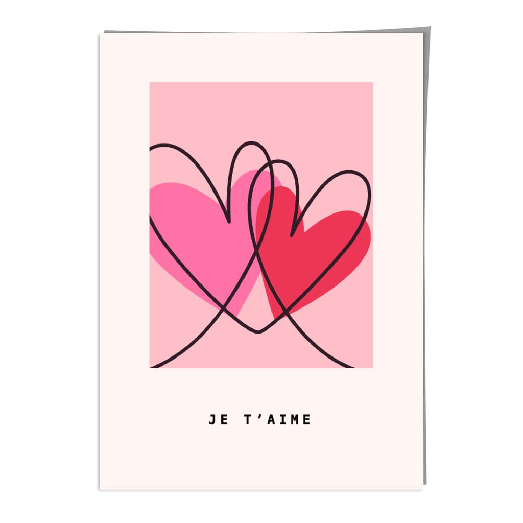 Je Taime Sketch Hearts Wall Art Print