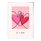 Je Taime Sketch Hearts Wall Art Print