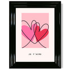 Je Taime Sketch Hearts print in Black Glossy Frame