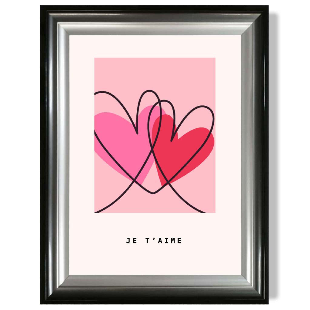 Je Taime Sketch Hearts print in Gradient Glossy Frame