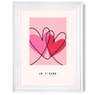 Je Taime Sketch Hearts print in White Glossy Frame